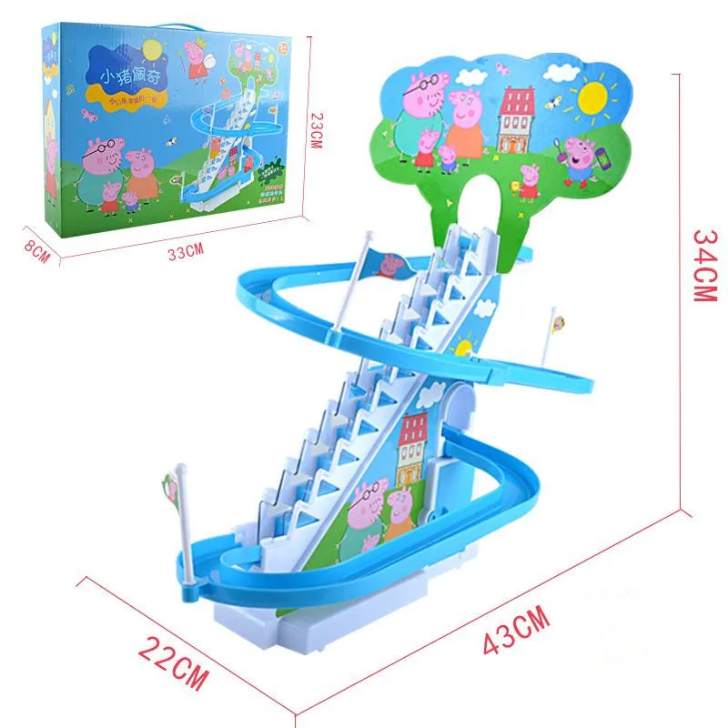 Tanie Zabawki świnki Peppa George rodzina edukacyjne zabawki elektryczna muzyka utwór drabiny slajdów plastikowe zabawki dla dzieci prezent urodzinowy PEPPAPIG