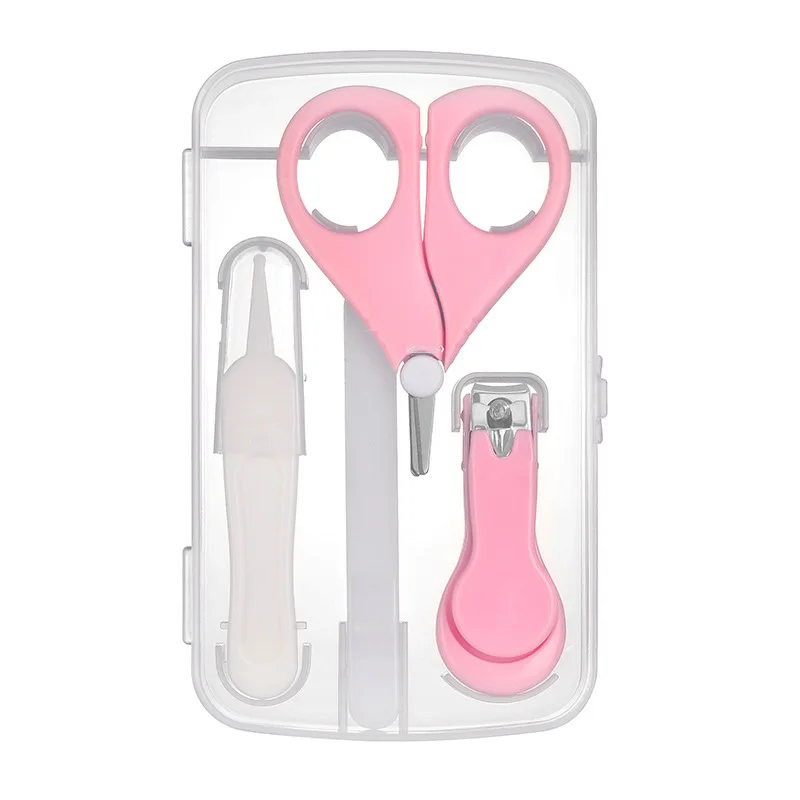 4 шт. в партии уход за детскими ногтями Ножницы великолепные наборы безопасные щипчики для ногтей Ножницы костюм для новорожденных Чистка Toils Saftey - Цвет: Pink Nail Set 4 PC