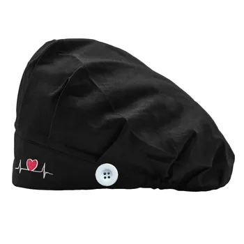 

Button printing cotton operating room hat doctor nurse hat beautician dustproof gourd hat fashion work hat casual neutral F05