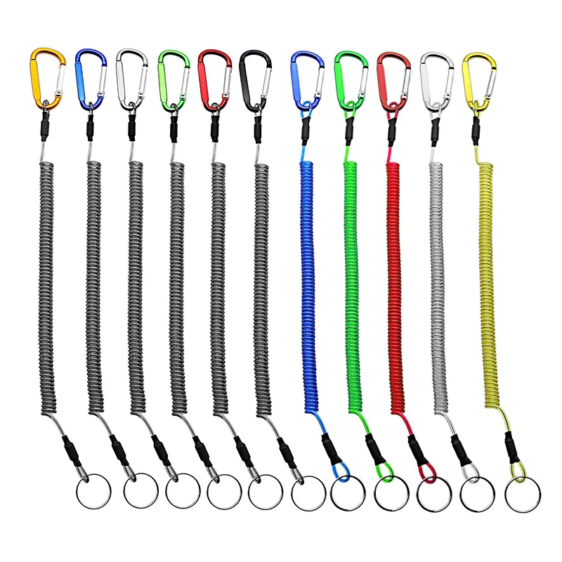 1Pcs 1.5M Steel Wire Fishing Lanyard Rowing Rope Coiled Fish Rod Line Pliers Connection Grip Accessories | Спорт и развлечения