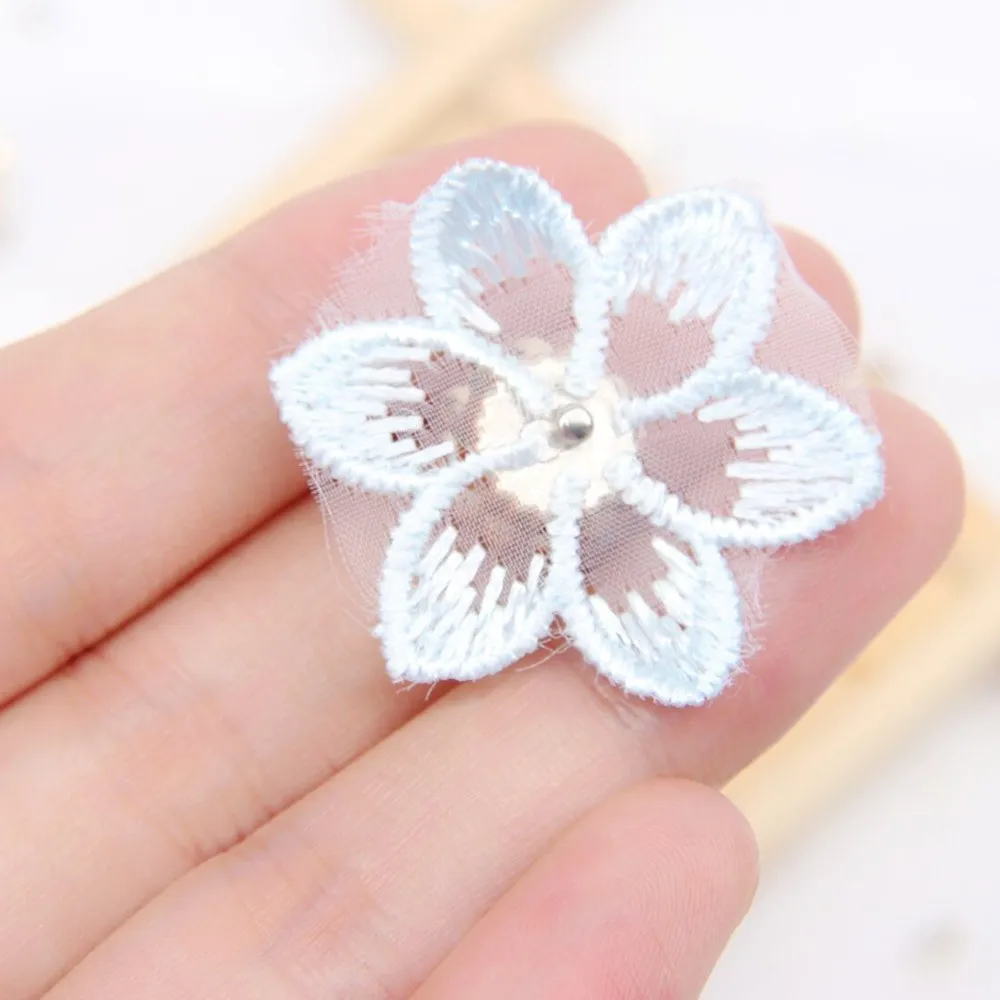 Cheer Bows 10pcs/bag Lace Flowers Patches Pearl Rhinestone Accessories DIY Headwear Accessories Dress Decor Supplies