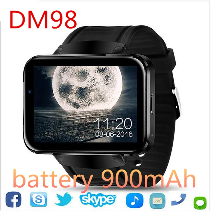 Dm98 Bluetooth Смарт-часы Wifi Gps 3g смарт-телефон часы ram 512 МБ+ 4 Гб rom поддержка sim-карты HD экран для android/IOS