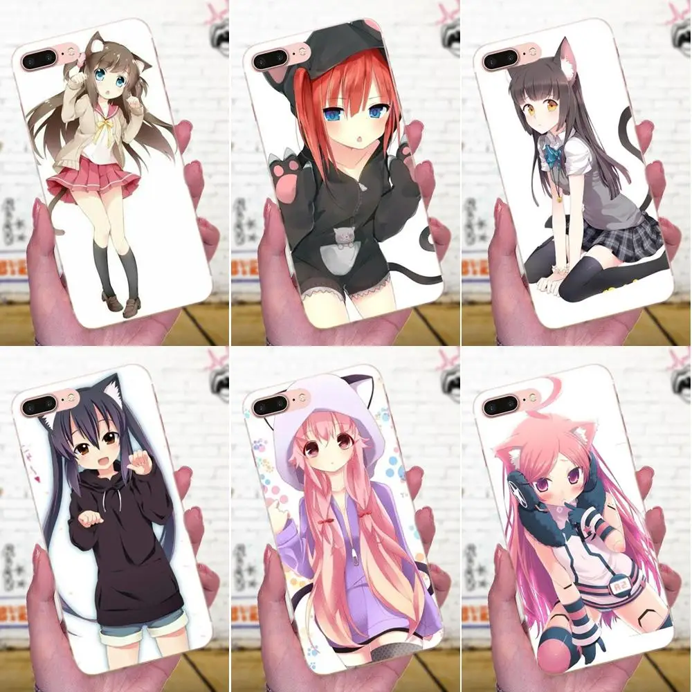 Мультфильм Аниме Kawaii Девушка кошка для Galaxy J1 J2 J3 J330 J4 J5 J6 J7 J730 J8 2015 2016 2017 2018 мини Pro