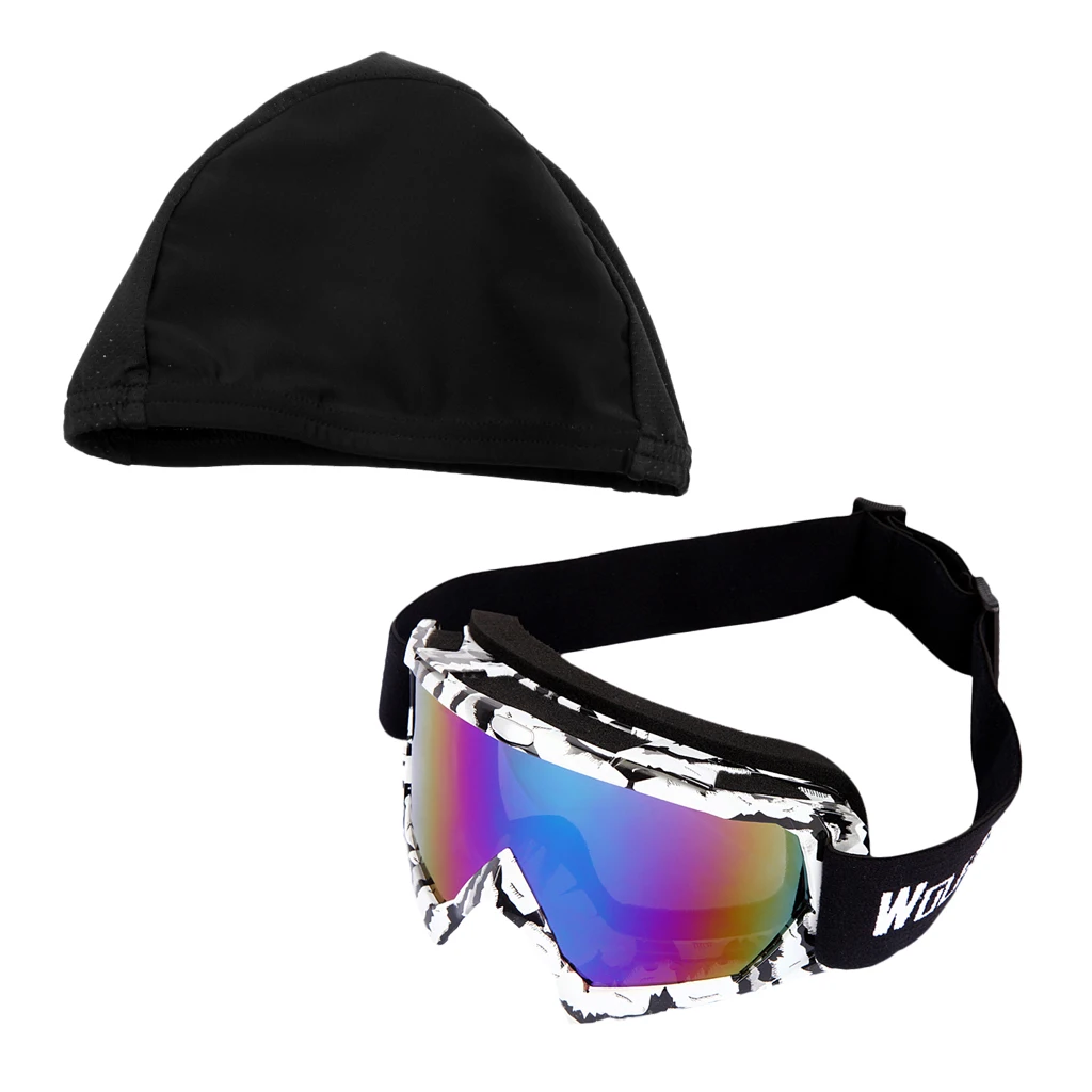 UV400 Protection Skiing Cycling Goggles Sunglasses Eyewear  + Quick-drying Thermal Cycling Skull Hat