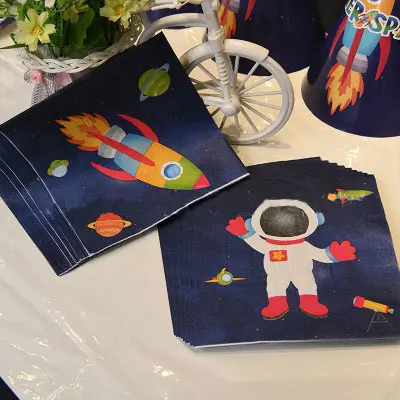 Космические вечерние одноразовые столовые приборы в стиле галактики бумажные салфетки для стаканчиков скатерти украшения на день рождения товары для детской вечеринки