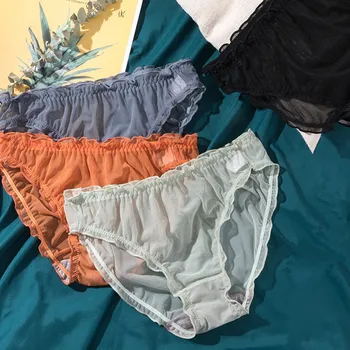3Pcs Women Sexy Panties Lace Underpants Low-waist Panties Mesh See Through Perspective Briefs Female Fashion Underwear Lingerie 1
