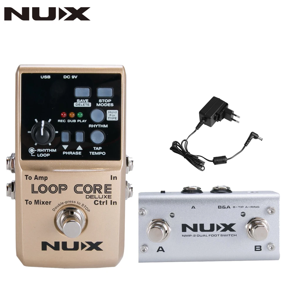 NUX Loop Core Deluxe Guitar Looper 8 hours Loop Time,24-bit Audio,Automatic Tempo Detection with Footswitch