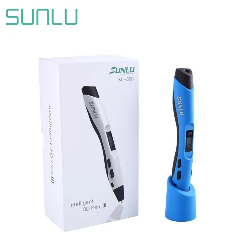SUNLU 3D Pen SL300 Intelligent 3D Printing Pen LCD Screen Painting PLA/ABS Filament Creative Tool Blue color 3d pen