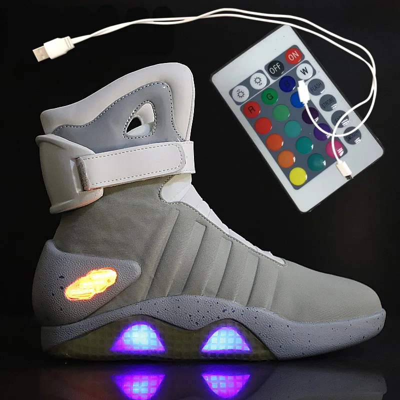 SpringAdultBasketballShoesUSBChargingLEDLuminousShoesMen