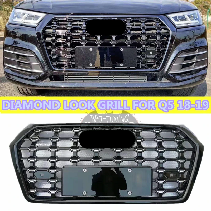

Diamond Look ABS Grill For Q5 SQ5 2018-2019 Upgrade Racing Style Grille Front Bumper Sport Edition With European Plate Holder