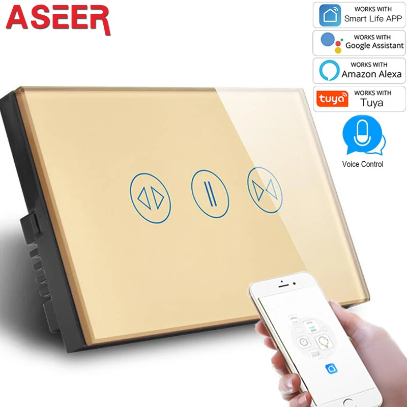 Переключатель для штор ASEER AU/US Smart Home с поддержкой Wi-Fi и голосового управления |