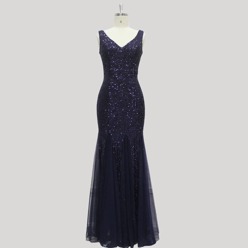 Вечернее платье с блестками в пол, торжественное платье с двойным v-образным вырезом, вечерние платья для женщин Eleagnt халат на молнии De Soiree LT007