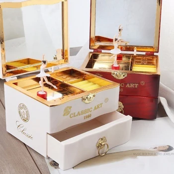 

Classic Rotating Dancer Ballerina Piano Music Box Clockwork Plastic Jewelry Box Girls Hand Crank Music Mechanism Christmas Gift