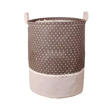 

Toy Storage box The beam port Linen Multi-function Handle Stackable storage barrel Laundry basket #BW
