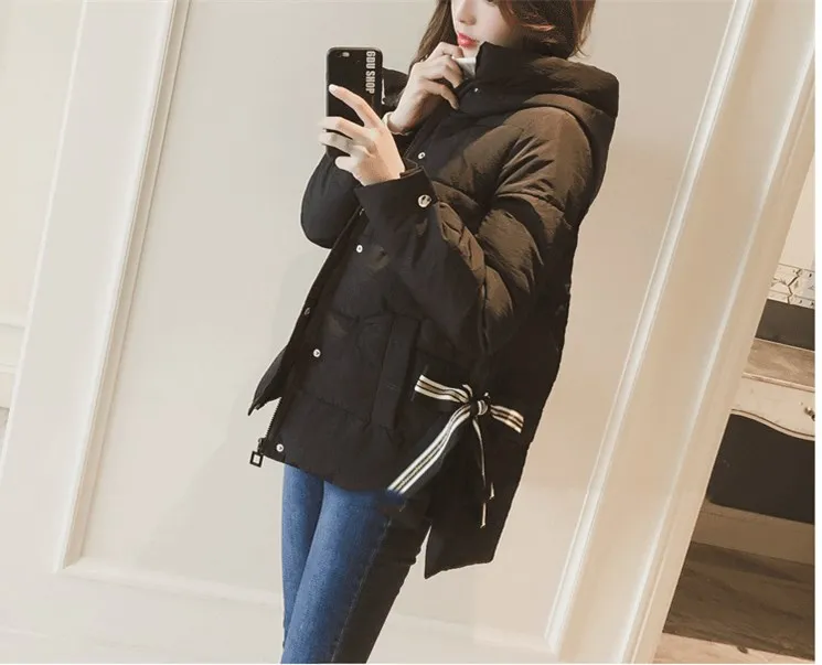 Зима, стиль, корейский стиль, с капюшоном, Ulzzang, пуховое, хлопковое пальто, женское пуховое пальто, толстая хлопковая стеганая куртка