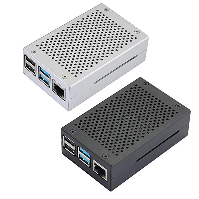

Aluminum Case Silver Black Metal Shell Box Housing for Raspberry Pi 4 Model B