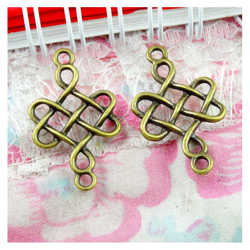 

50PCS Zinc alloy pendant jewelry accessories diy handmade material charms Chinese knot double holes connection