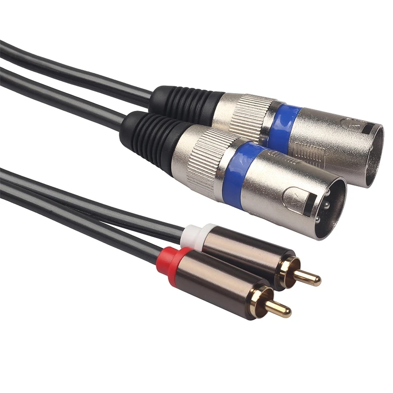 FULL-1.5M Двойной Rca папа к Xlr папа кабель 2 Xlr к 2 Rca штекер Адаптер Hifi стерео аудио кабель-удлинитель для Miniphone динамик