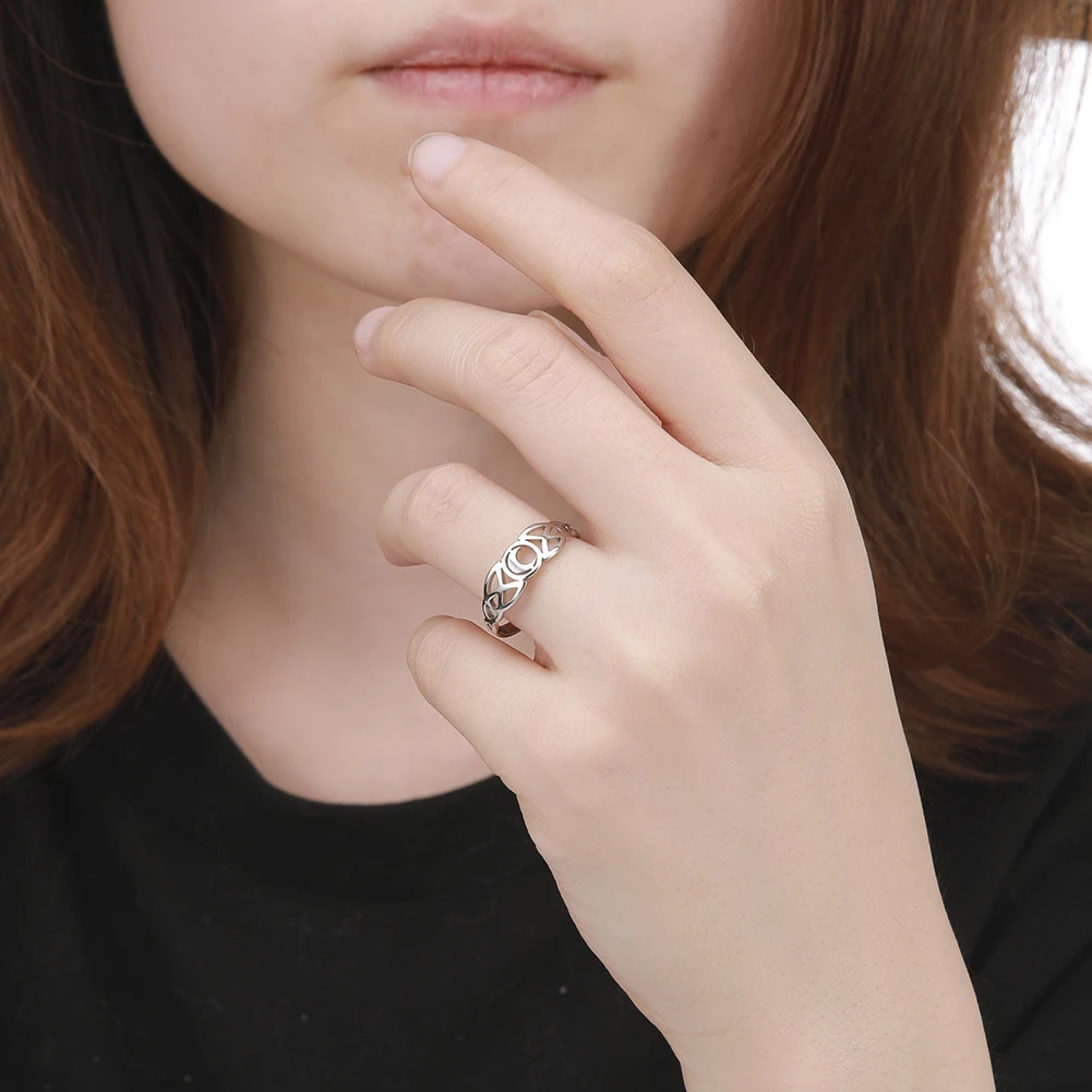 Moon Finger Ring For Women Triquetera Irish Knot Steel Color Stainless Steel Gifts For Men Lover Couple Rings Jewelry couples rings stainless steel ring finger ring jewelry accessories