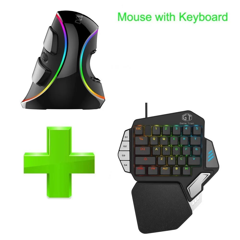 Mouse with Keypad Delux T9X одна ручная Механическая игровая клавиатура M618 Plus RGB эргономичная Вертикальная компьютерная мышь Проводная клавиатура и мышь комбинированный комплект - Цвет: Mouse with Keypad