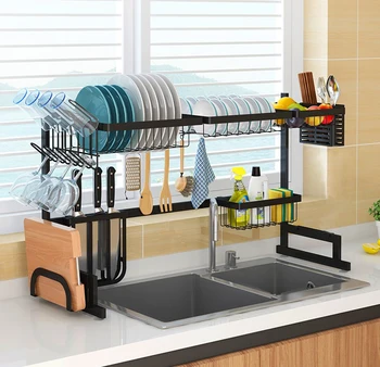 

Kitchen Dish Drying Rack Holder Shelf Organizer Sink Utensils Bowl Stainless Steel Draining Shelf Storage Countertop Towel Rack
