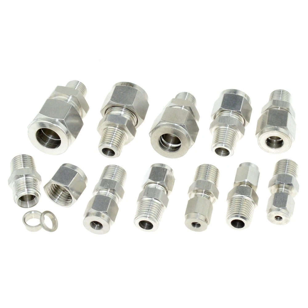 1/4 "PT наружная резьба NPT 6 мм 8 мм 1/4" 1/2 "дюймовый диаметр трубы наконечник из нержавеющей стали труба Компрессионный фитинг для труб из