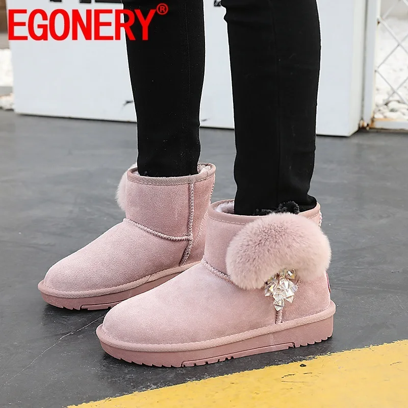 

EGONERY winter new fashion snow boots outside comfortable low heels platform round toe women sheos drop shipping size 35-40