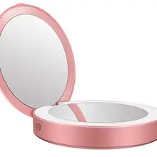 Fashion Mini-LED Portable Makeup Folding Gift Mirror USB Power Supply 3 Colors Portable Double-sided Makeup Mirror Lamp Charging