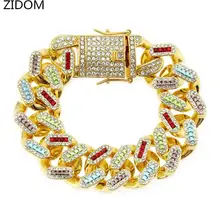 Мужской браслет в стиле хип-хоп, высокое качество, 22 мм, полноцветный, кубинские браслеты на цепочке, модные ювелирные изделия в стиле хип-хоп, Прямая поставка