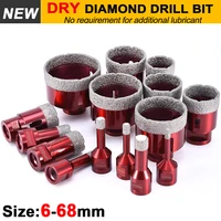 Vacuum Brazed For Stone Porcelain Granite Tile Glass Ceramics Marble Brazed Cut 6mm-68mm Dry Diamond Core Drill Bits Hole Saw