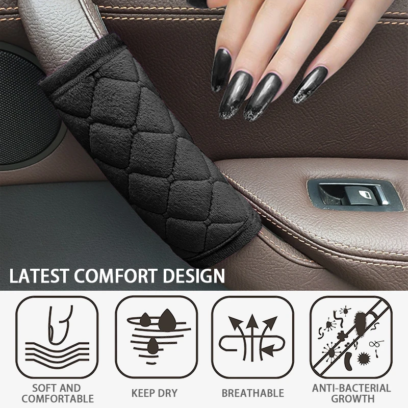 Interior Car Door Handle Cover Auto Roof Handrail Protector Cover New Doors Armrest Protective Pad Plush Covers Accessories car door handle cover