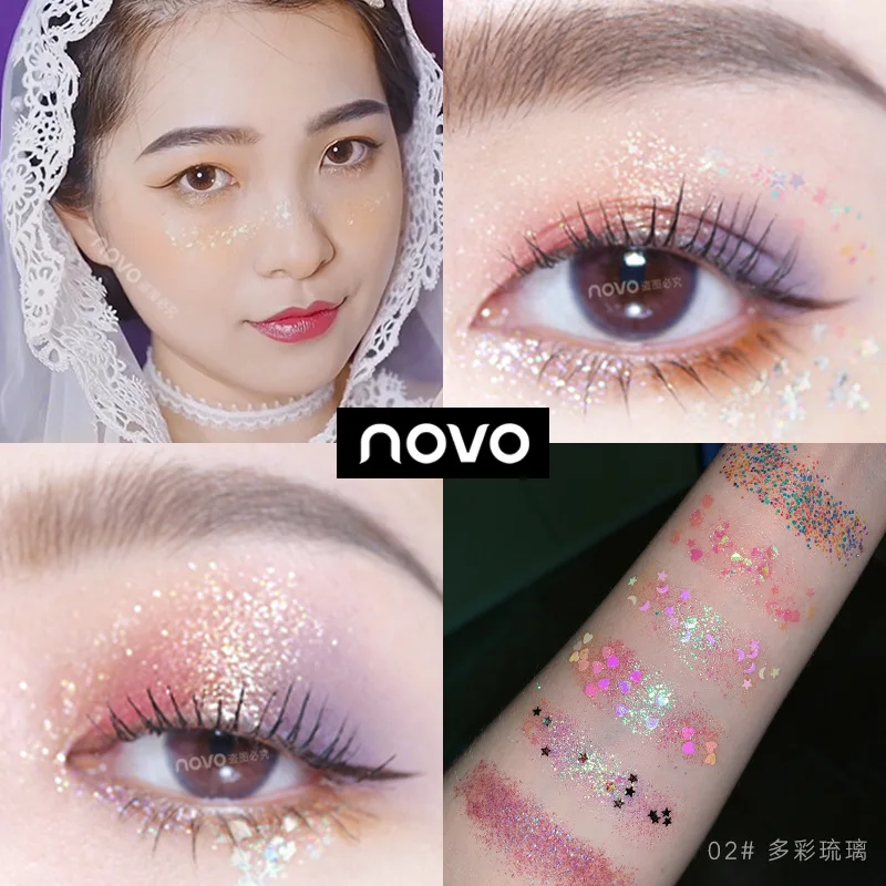 NOVO Eye Makeup 6 Colors Sequins Glitter Eye Shadow Palette Shimmer Eyeshadow Pallete Waterproof Shine Powder Brighten Eye NOVO Eye Makeup 6 Colors Sequins Glitter Eye Shadow Palette Shimmer Eyeshadow Pallete Waterproof Shine Powder Brighten Eye