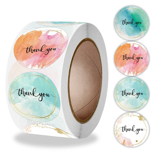 Express your gratitude with style using cute pink gold thank you stickers