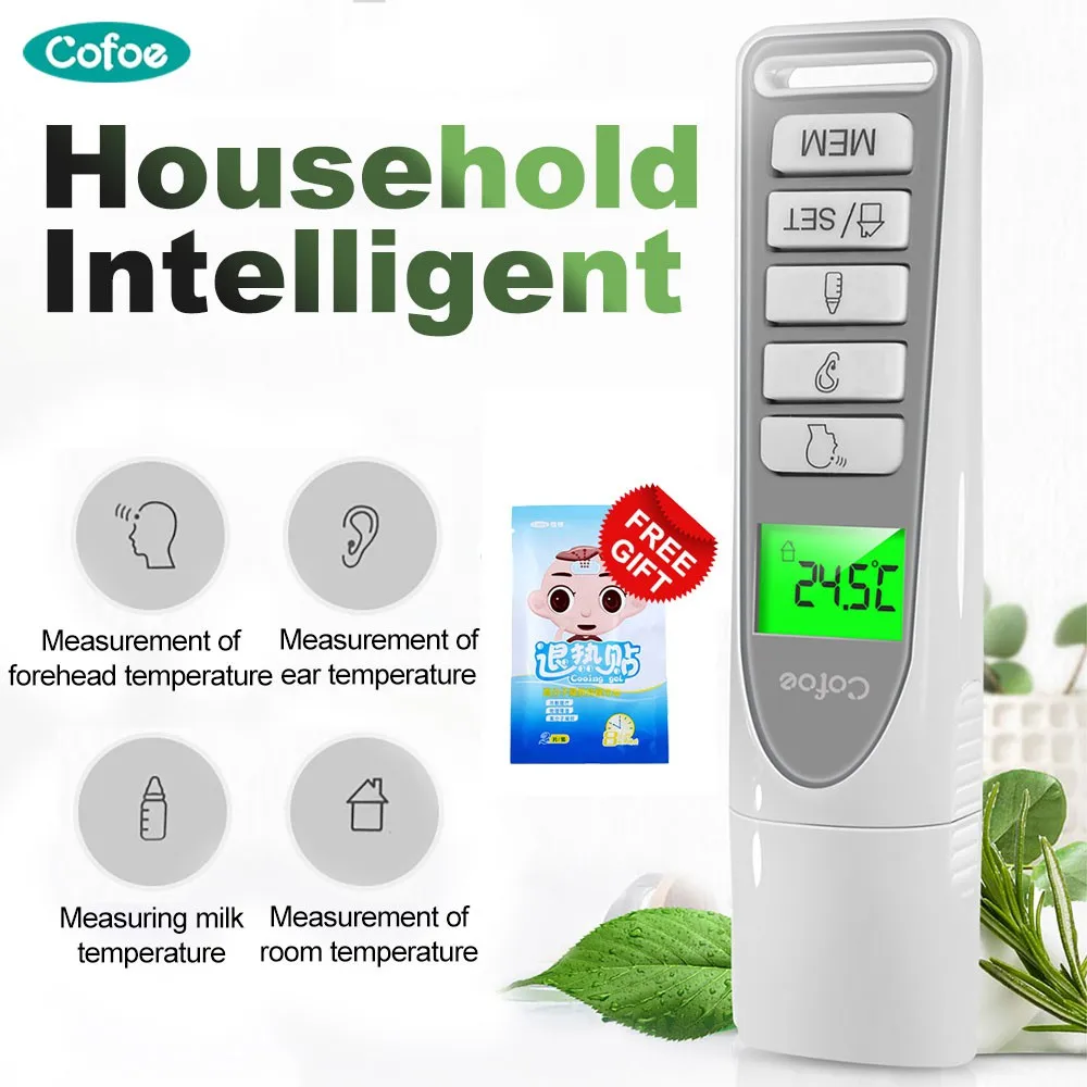 

Cofoe 2in1 Forehead&Ear Non-contact Infrared LCD Digital Automatic Intelligent Thermometer for Baby Adult with Free Gift