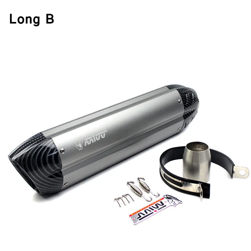 Long B Универсальный Мотоцикл выхлопная труба Akrapovic Escape Moto MIVV глушитель скутер дБ убийца длинные/короткие для Kawasaki ER6N R3 ATV велосипед - Цвет: Long B