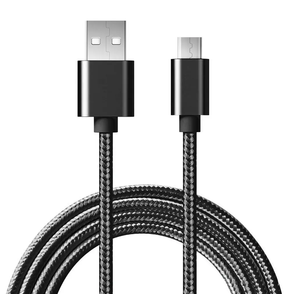 4 цвета, USB кабель для передачи данных, Micro USB, нейлоновая оплетка, быстрая зарядка, линия передачи данных, универсальная для телефонов на Android, для samsung S7 1/2/3M - Цвет: Черный