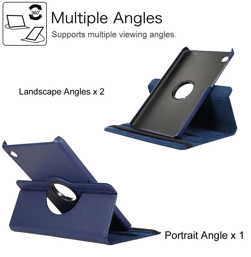 360 Degree Rotating PU Leather Flip Stand Tablet Case
