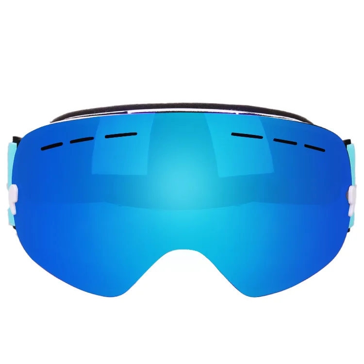 Spot wholesale new large spherical ski goggles double anti-fog ski goggles glasses adult ski equipment - Цвет: Синий