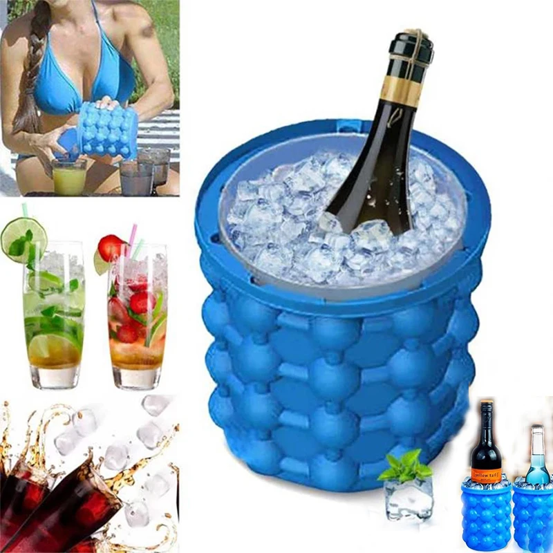 Silicone ice Cube Maker Tray Portable Cooler Beer Ice Cube Mold Beer Cabinet Kitchen Accessories ice Whiskey freezing tool
