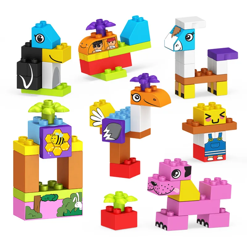 

Assembling Large Particle Building Blocks Brick Various Shapes Barrels Cartoon Animals Children Educational Toy Mix Stickers O51
