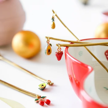 

Creative Fruits Pendants Stainless Steel Spoon Fork , Coffee Spoon Dessert Mini Forks for Kitchen/restaurants/ bar GUHEHARD SGS