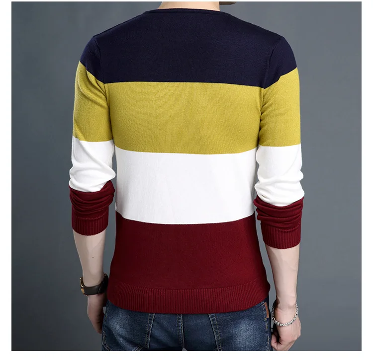 Осенний свитер с круглым вырезом для мужчин модные высококачественные теплые свитера мужские повседневные эластичные переплетенные свитера