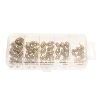 

50pcs Assorted Copper Sinker Bulk Set Box Elliptic Swivel Sinker Kit Casting Drop Copper Sinker Fishing Tackle Accessories