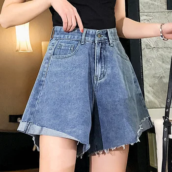 

Denim Shorts Women Large Plus Size 5XL Big Short Jeans Blue Wide Leg Vintage High Waist Shorts feminina 2020 New Summer Clothes
