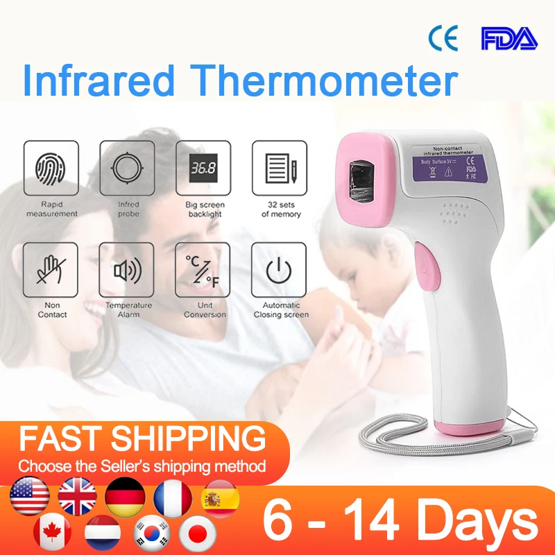 

Infrared Thermometer Gun Non-contact Measuring body and object temperature With Big Screen backlight Forehead Thermometer