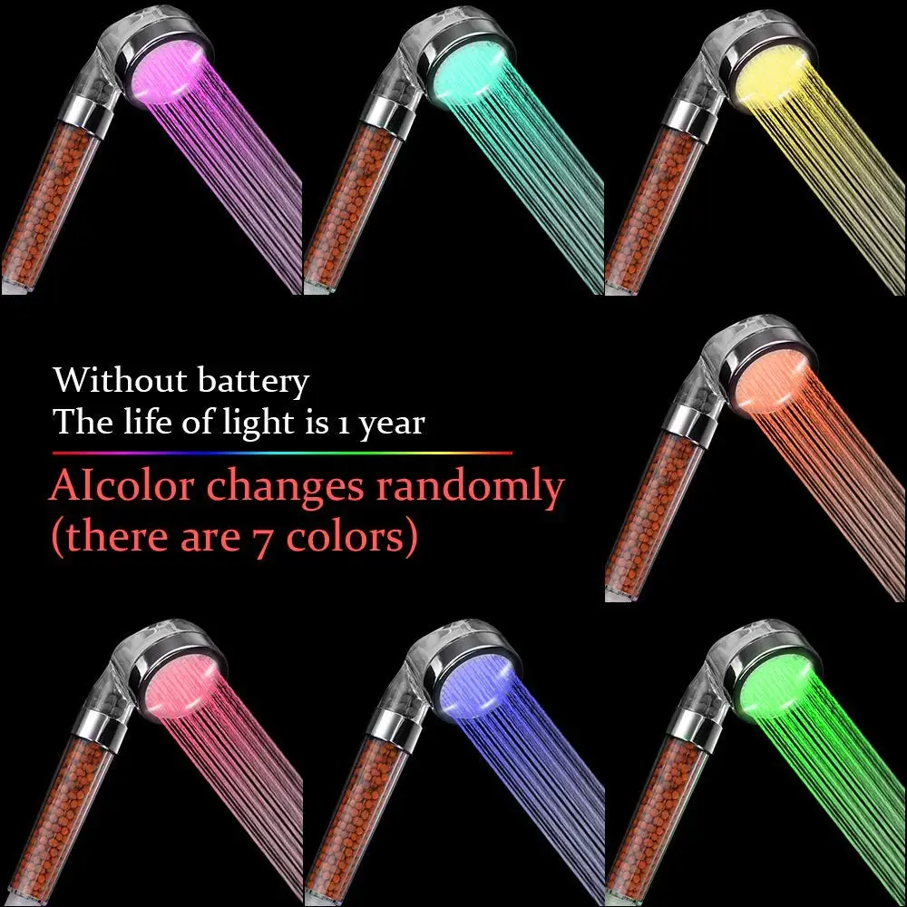 Душевая лейка Led 7 цветов меняющаяся ручная с функцией экономии воды под высоким давлением смягчитель фильтрованная душевая лейка для фиксации сухой кожи и волос