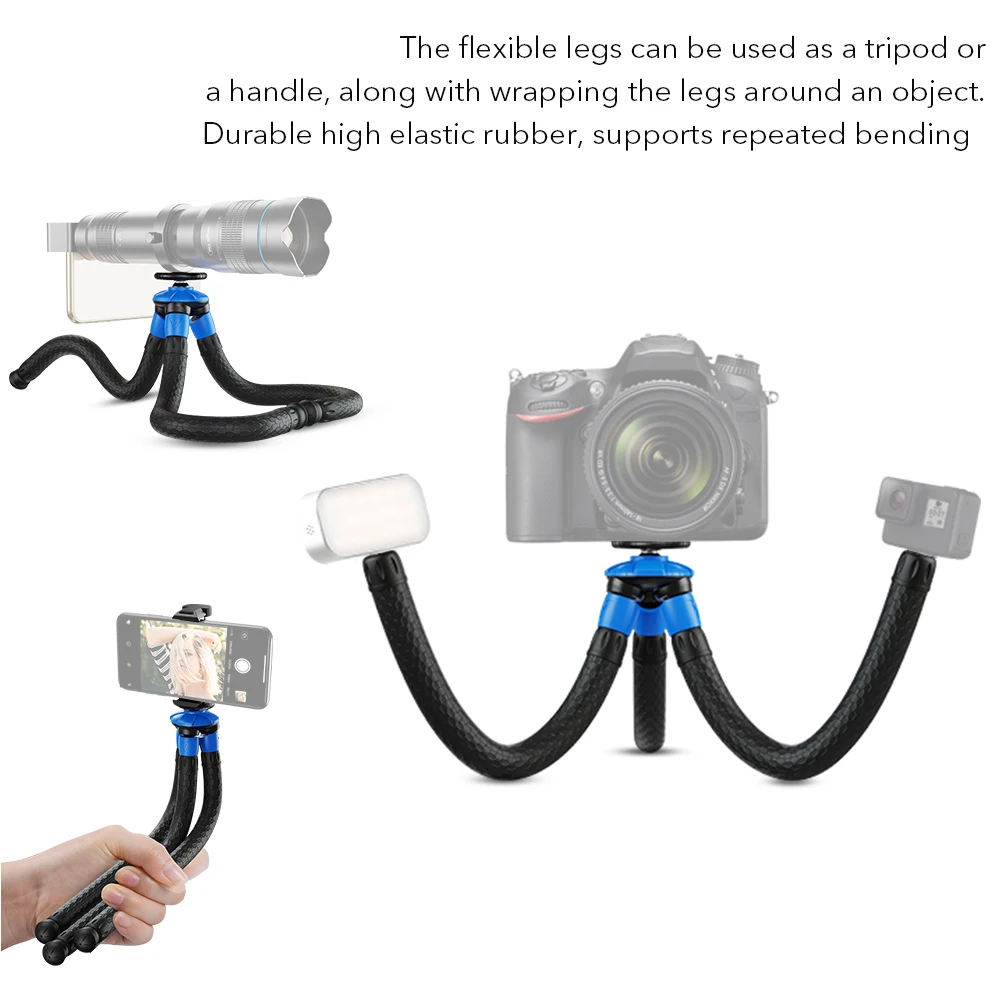 APEXEL Detachable Flexible Octopus Tripod Portable Mini Travel Phone Tripod w/ Foldable Phone Clip for iPhone GoPro DSLR Camera