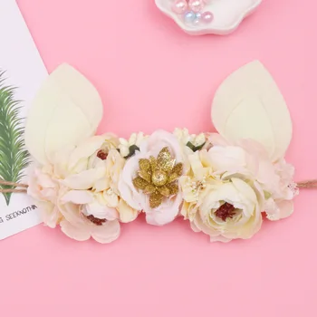 

Children's Headdress Flower Hair with Rabbit Ear Kawaii Hat Headdress Easter Gift Baby Garland Hair Ornament Anniversaire Enfant
