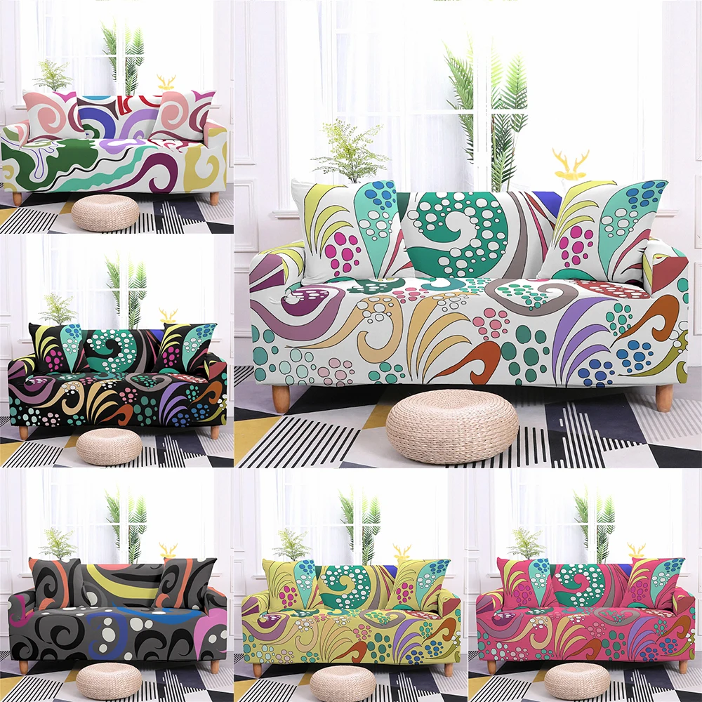 

Boniu Universal Sofa Cover Colorful Geometric All-Inclusive Elastic Sectional Anti-dirty Couch Slipcovers For Living Room