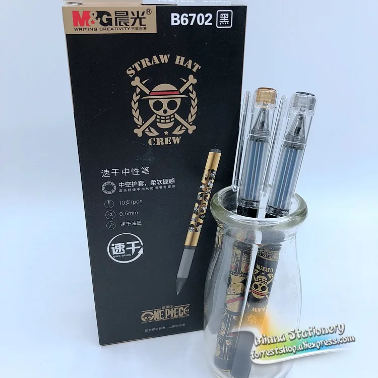 4 шт./лот) M& G one piece Аниме Kawaii ручка 0,5 мм черные чернила Милая гелевая ручка в стиле мультфильма для письма школьные офисные принадлежности B6702